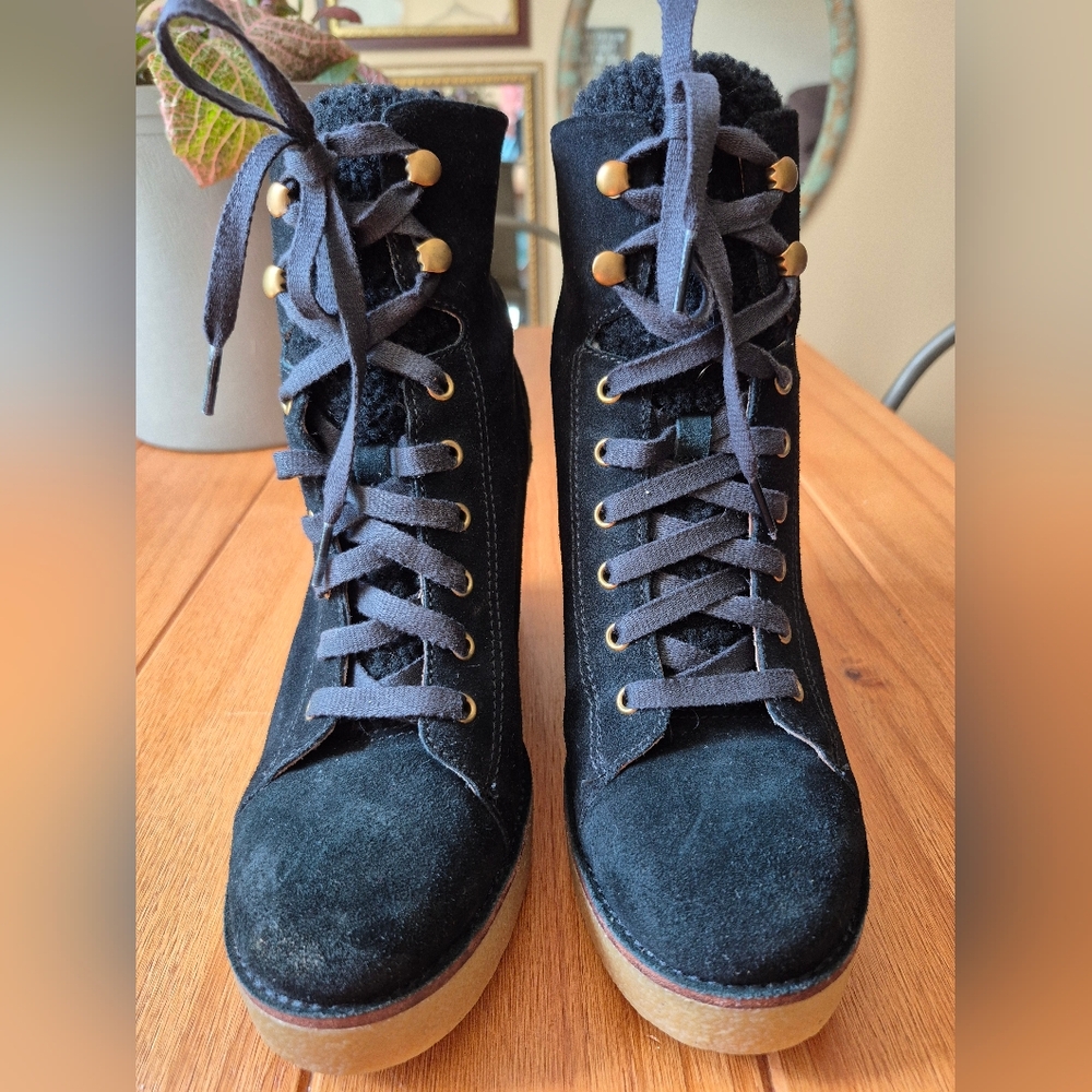 UGG Kiernan Wedge Lace-Up Booties - Size 9.5 - Picture 3 of 7